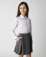 Белая блузка с принтом Gulliver, школьная форма для девочек  фото, kupilegko.ru